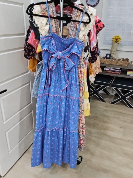 Peach Love California Dresses & Skirts - Peach Love California Blue Floral Maxi Dress with Bow
